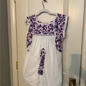 Mi Golondrina White and Purple Floral Tunic